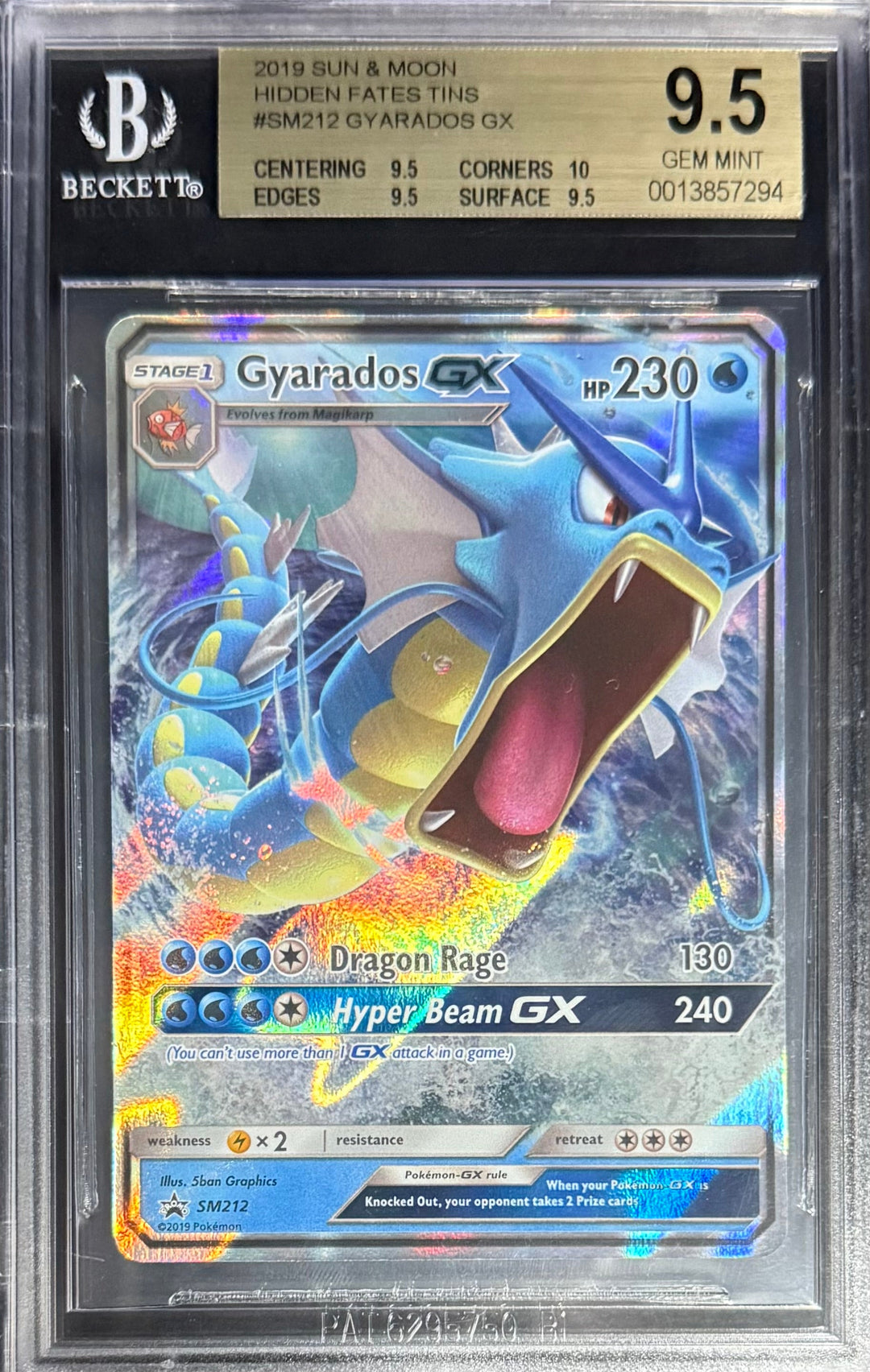 Pokemon Gyarados GX Pokemon Sun & Moon Hidden Fates 2019 Beckett BGS 9.5