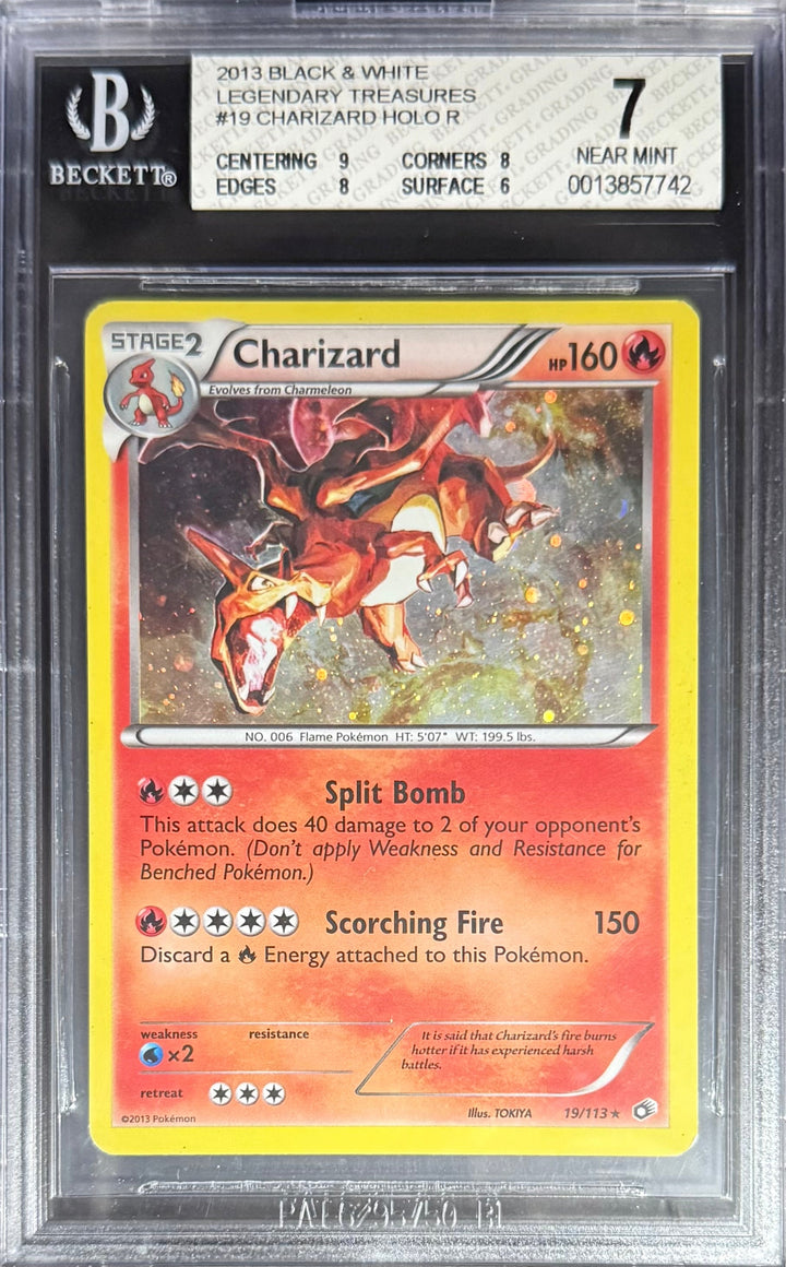 Pokemon Charizard 19/113 Holo Pokemon Black & White Legendary Treasures 2013 Beckett BGS 7