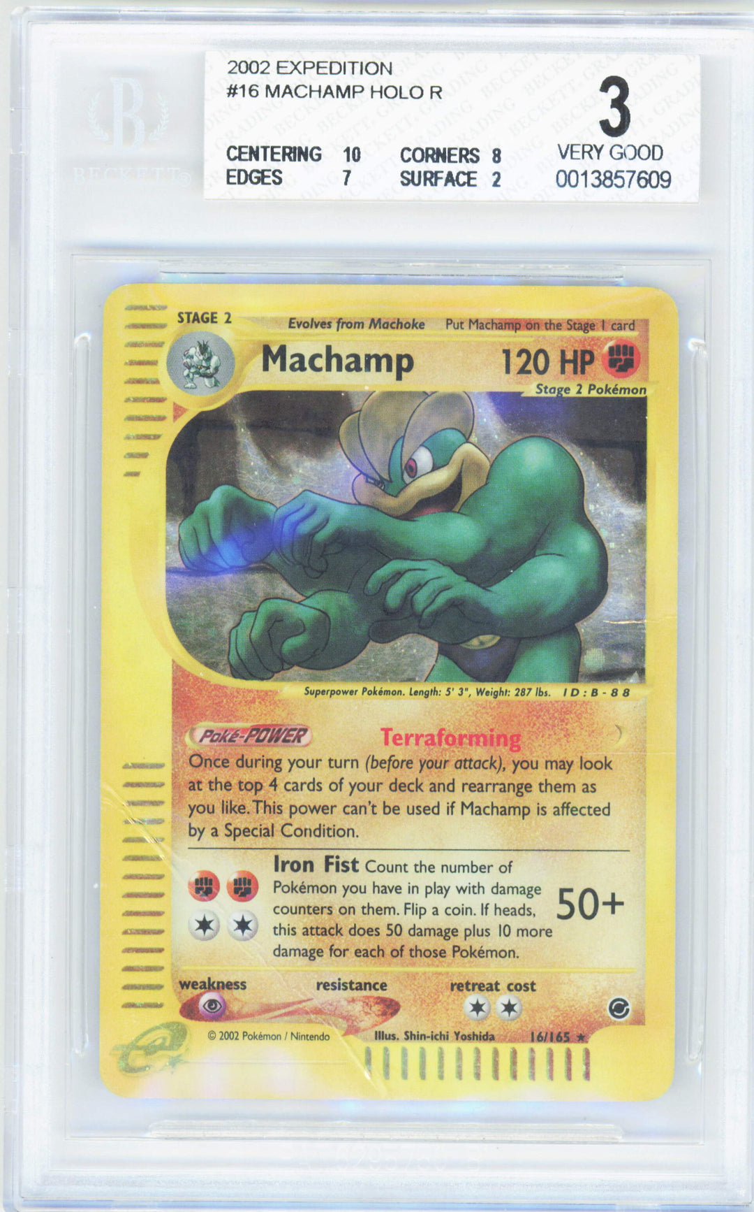 Pokemon Machamp 16/165 Holo Pokemon Expedition 2002 Beckett BGS 3