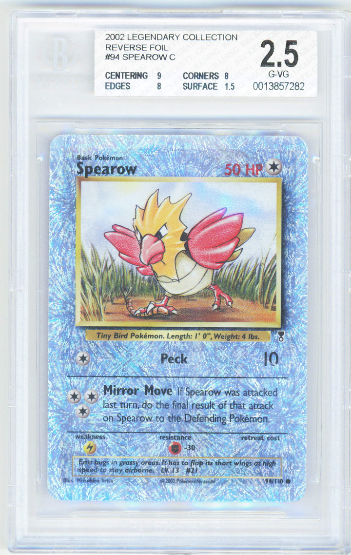 Pokemon Spearow 94/110 Reverse Foil Pokemon Legendary Collection 2002 Beckett BGS 2.5