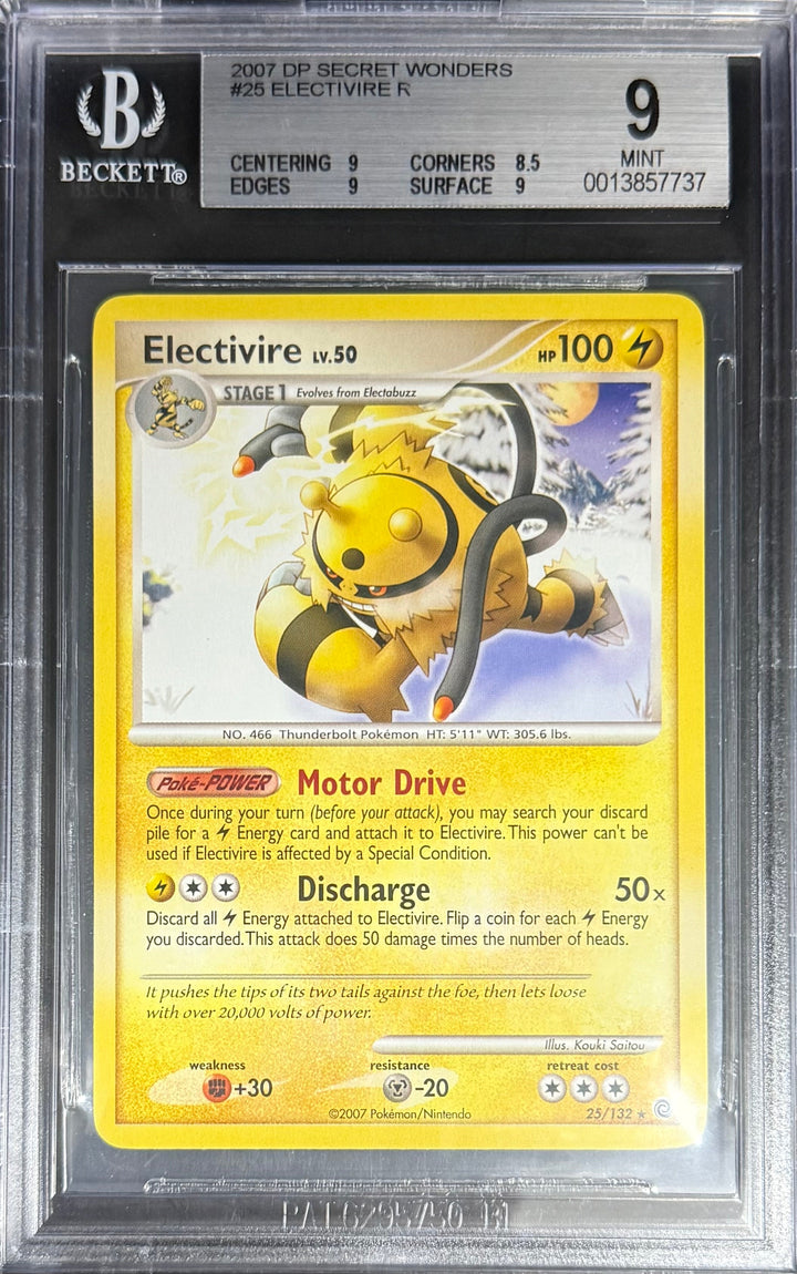 Pokemon Electivire 25/132  Pokemon DP Secrets Wonders 2007 Beckett BGS 9