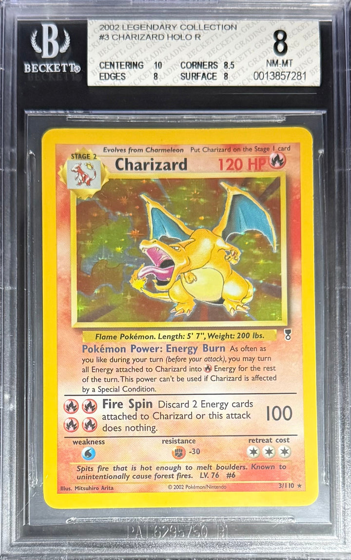Pokemon Charizard 3/110 Holo Pokemon Legendary Collection 2002 Beckett BGS 8