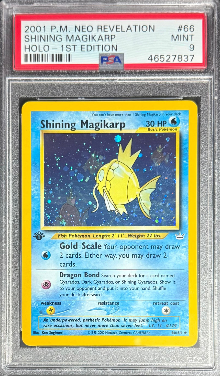 Pokemon Shining Magikarp 66/64 Holo Pokemon Neo Revelation 1ST Edition 2001 PSA9