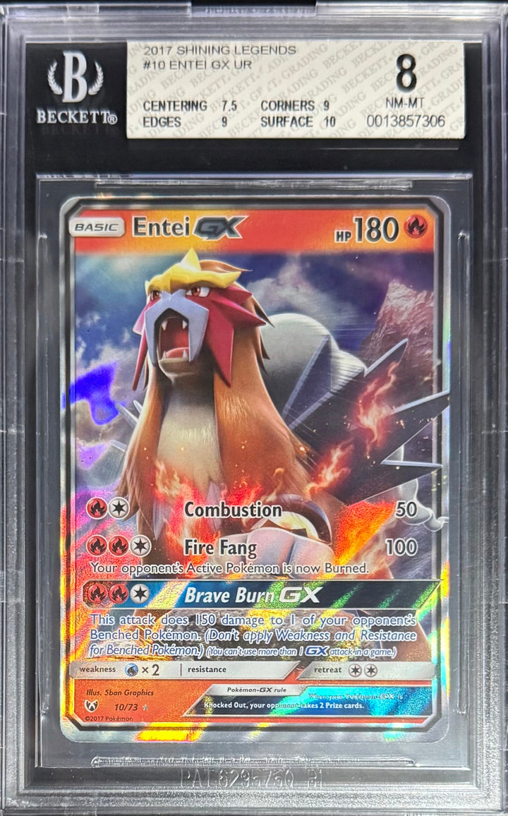 Pokemon Entei 10/73 Pokemon Shining Legends 2017 Beckett BGS 8