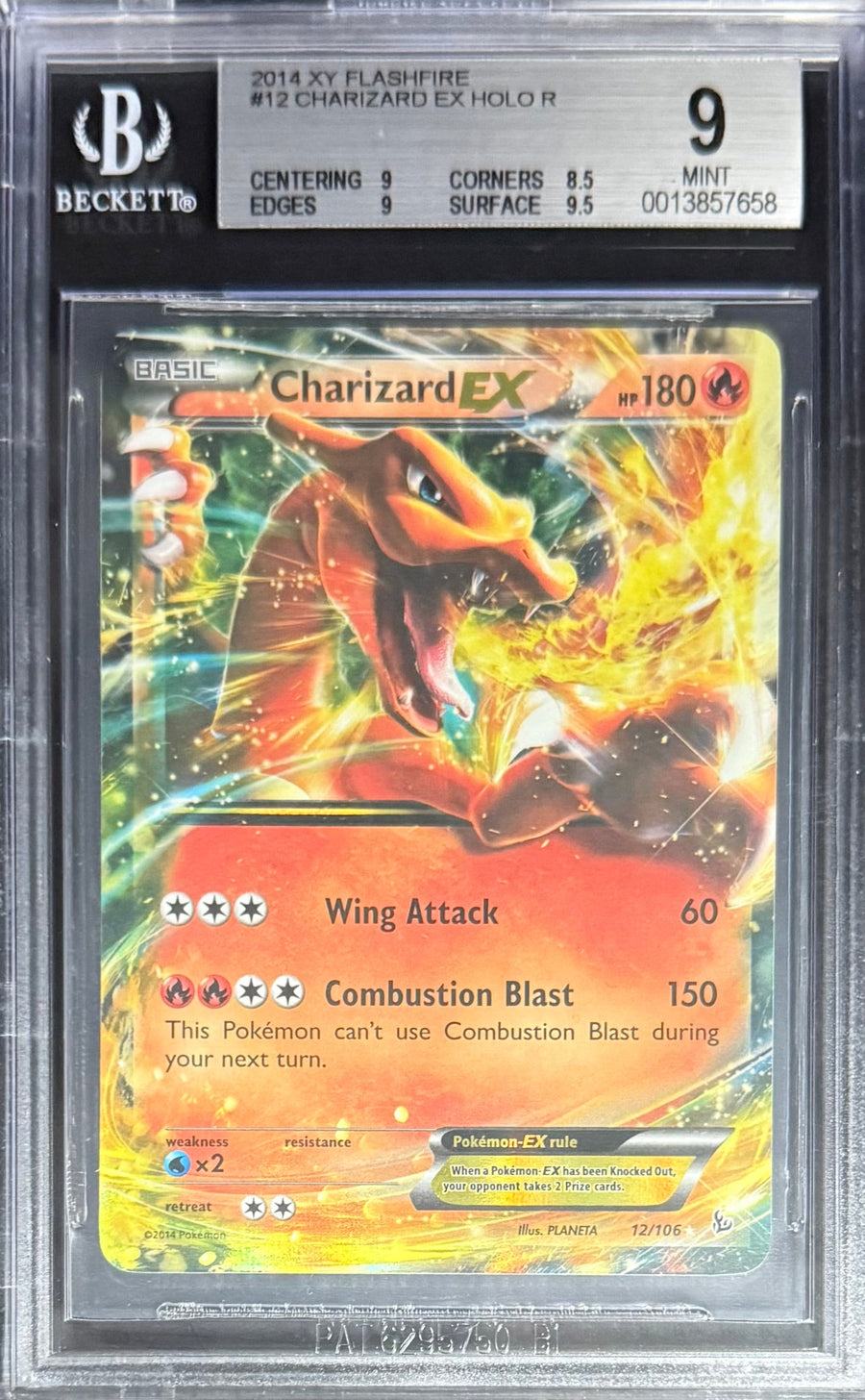 Pokemon Charizard EX 12/106 Holo Pokemon XY Flashfire 2014 Beckett BGS 9