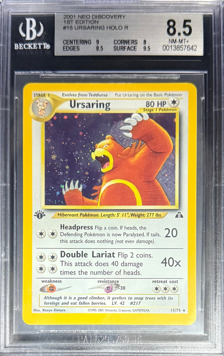 Pokemon Ursaring 15/75 Holo Pokemon Neo Discovery 1ST Edition 2001 Beckett BGS 8.5