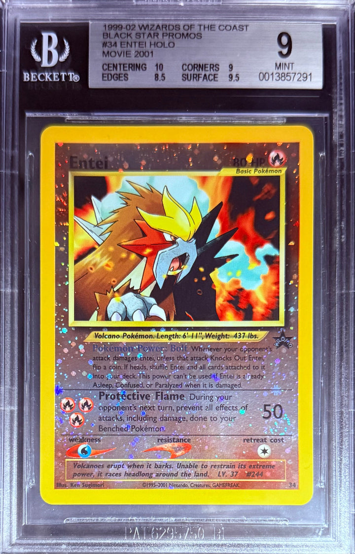 Pokemon Entei /34 Holo Pokemon Wizards Of The Coast Black Star Promos 1999-02 Beckett BGS 9