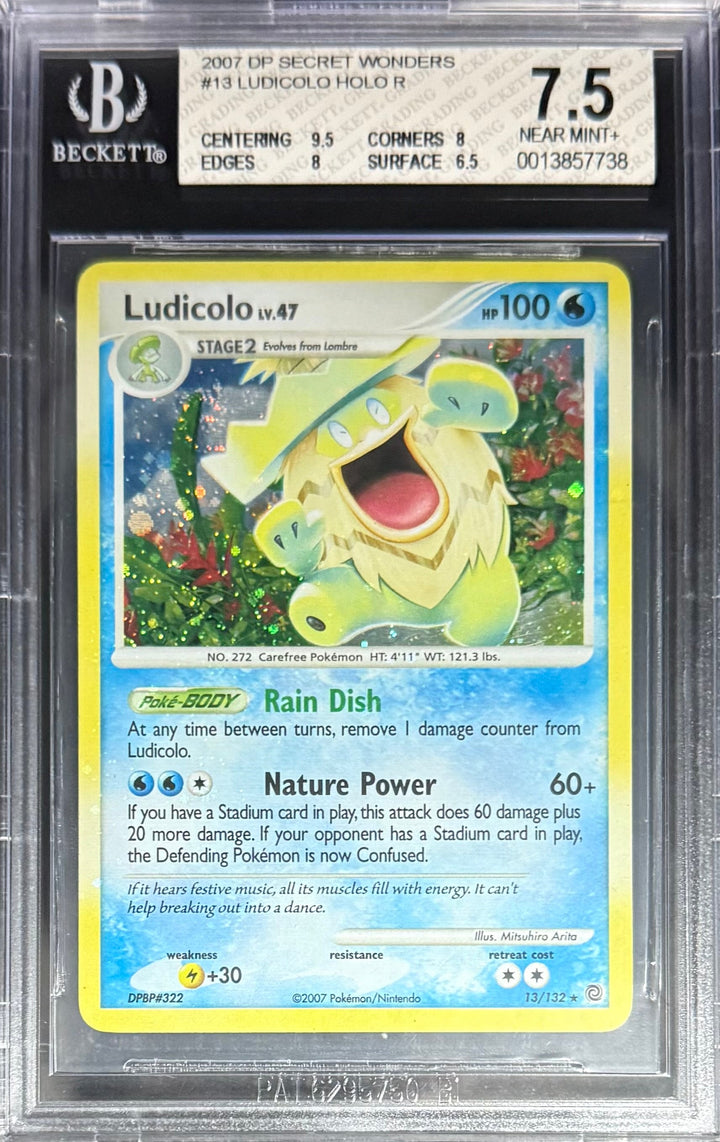 Pokemon Ludicolo 13/132 Holo Pokemon DP Secret Wonders 2007 Beckett BGS 7.5