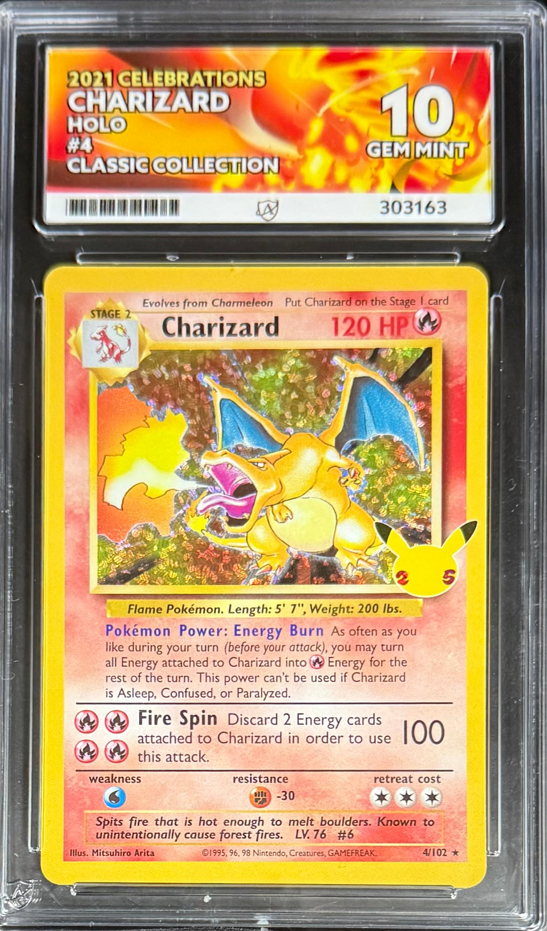 Pokemon Charizard 4/102 Holo Pokemon Celebrations Classic Collection 2021 ACE10