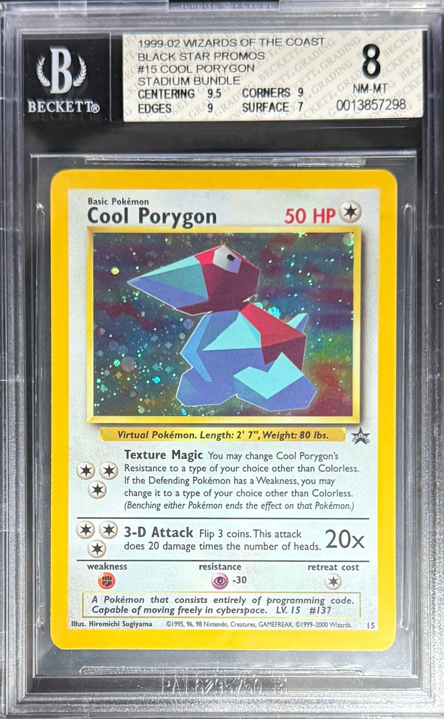 Pokemon Cool Porygon 15 Pokemon Wizards Of The Coast Black Star Promos Stadium Bundles 1999-02 Beckett BGS 8