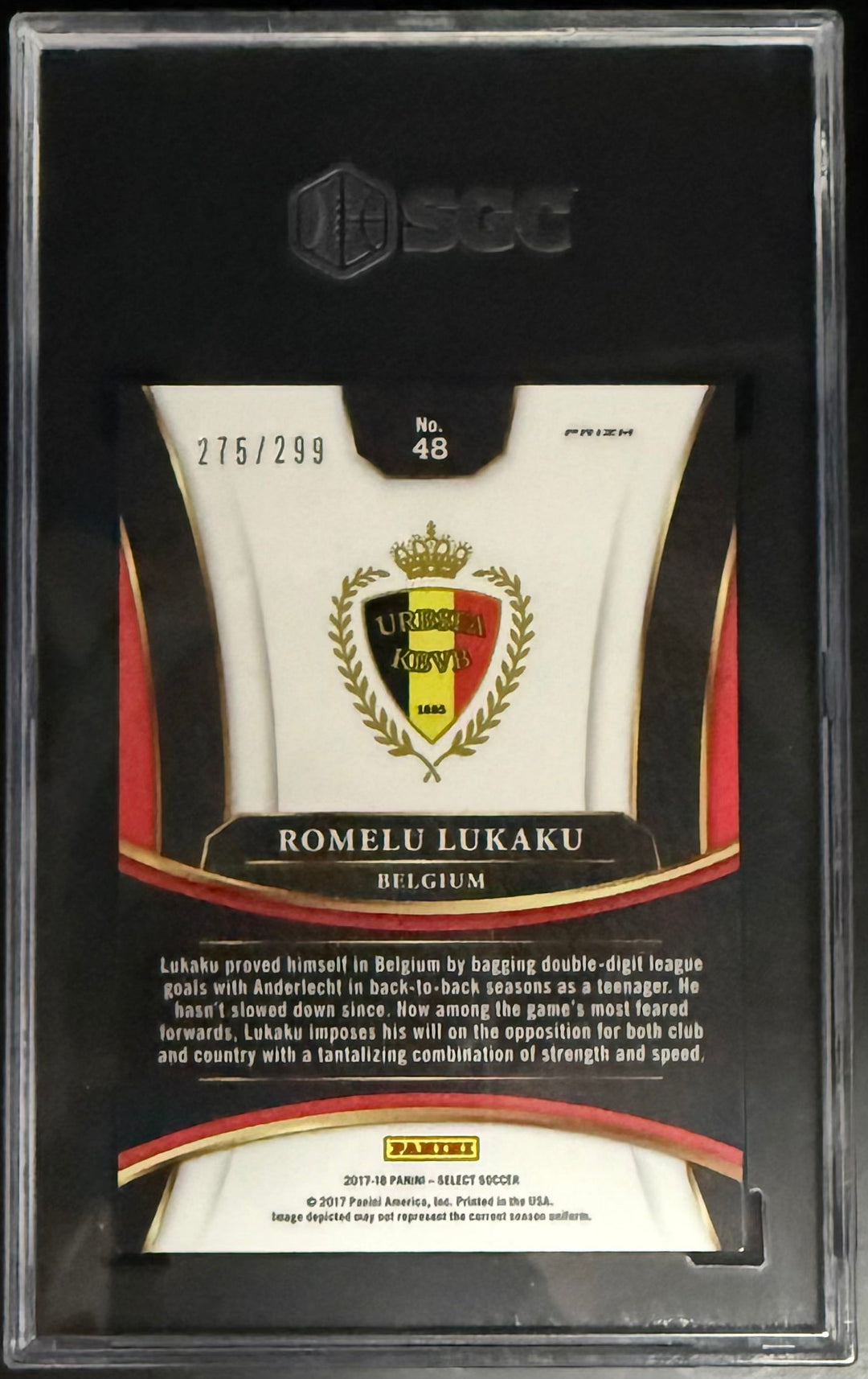Panini Romelu Lukaku Blue Prizm /299 Panini Select 2017-18 #48 SGC 8.5