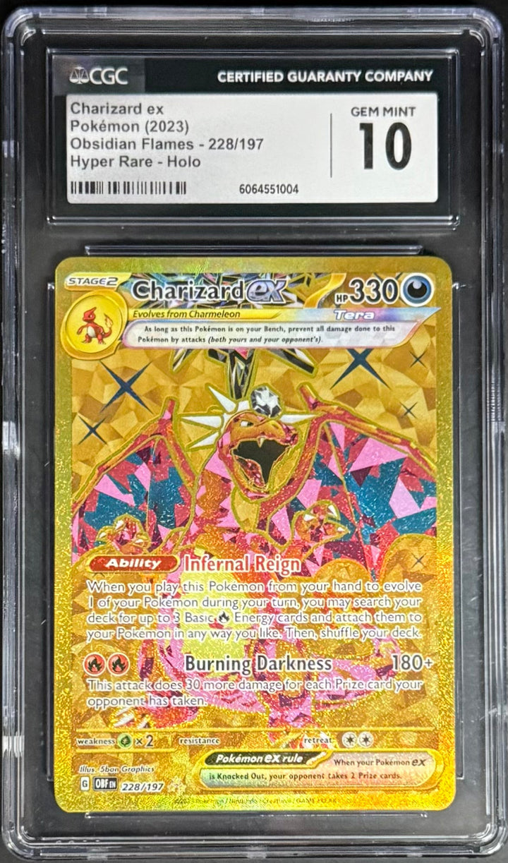 Pokemon Charizard 228/197 Hyper Rare Holo Pokemon Obsidian Flames 2023 CGC10