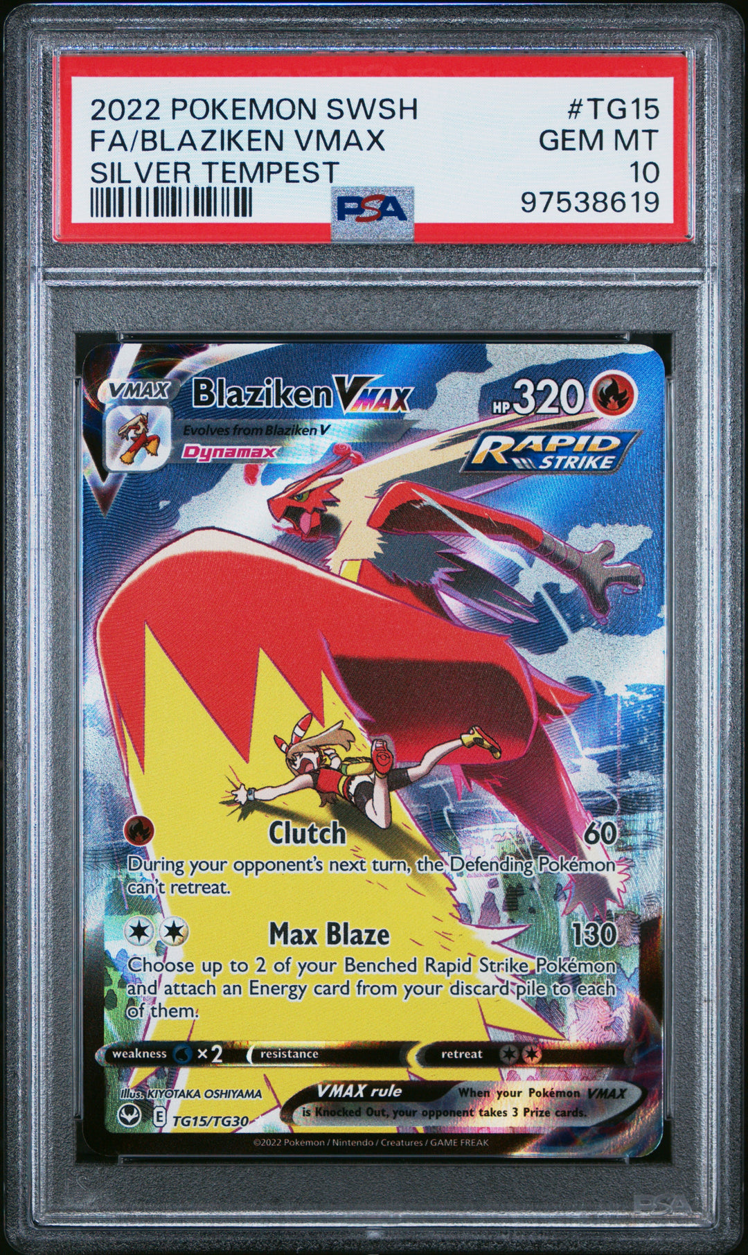 Pokemon Blaziken VMAX TG15/TG30 Pokemon Sword & Shield Silver Tempest 2022 PSA10