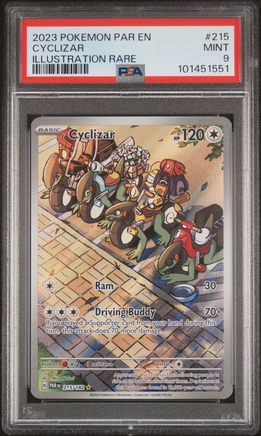 Pokemon Cyclizar 215/182 Illustration Rare Pokemon Paradox Rift 2023 PSA9