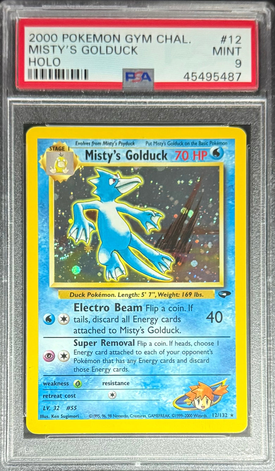 Pokemon Misty Golduck 12/132 Holo Pokemon Gym Challenge 2000 PSA9