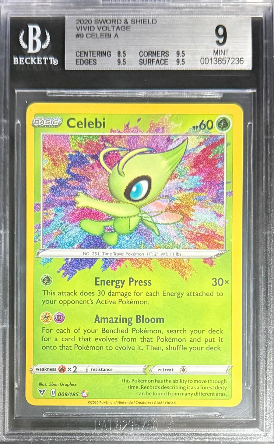 Pokemon Celebi 119/185 Pokemon Sword & Shield Vivid Voltage 2020 Beckett BGS 9