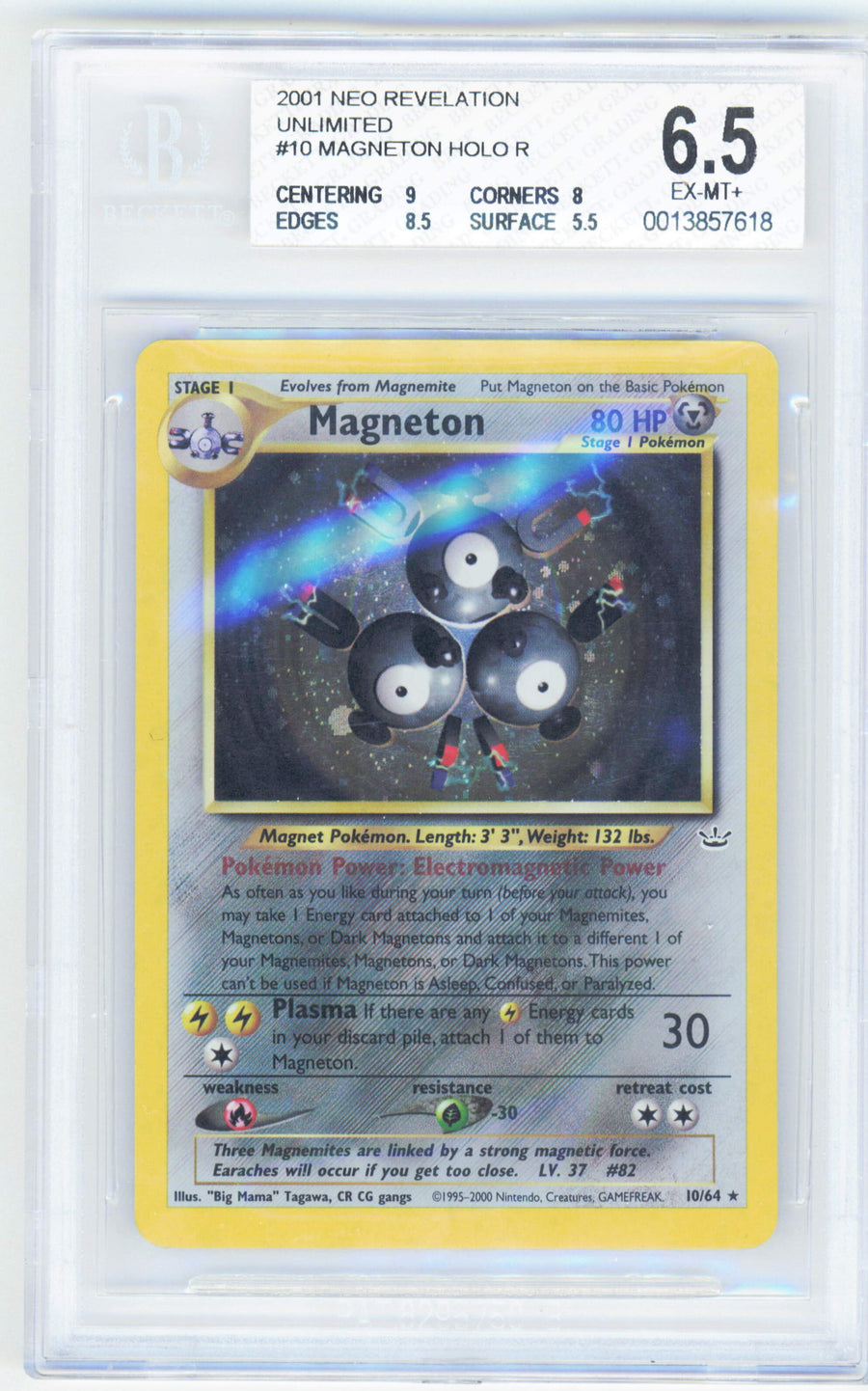 Pokemon Magneton 10/64 Holo Pokemon Neo Revelation 2001 Beckett BGS 6.5