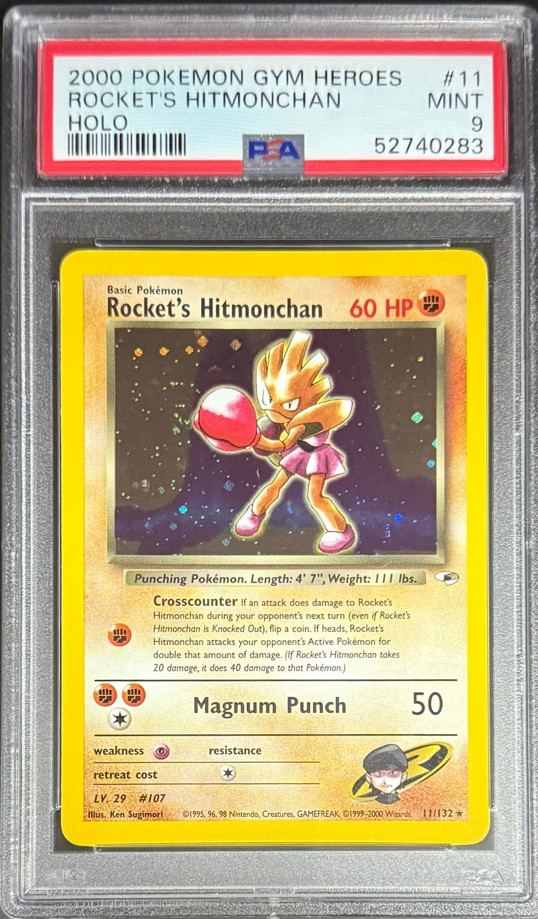 Pokemon Rocket's Hitmonchan 11/132 Holo Pokemon Gym Heros 2000 PSA9