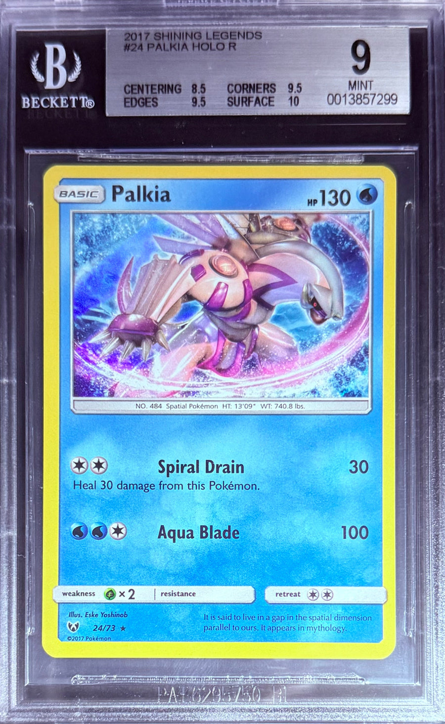 Pokemon Palkia 24/73 Holo Pokemon Shining Legends 2017 Beckett BGS 9