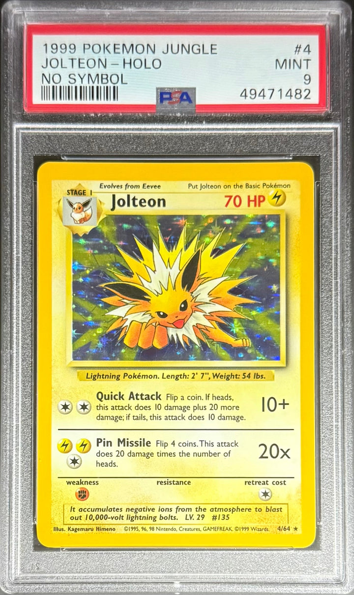 Pokemon Jolteon 4/64 Holo Pokemon Jungle No Symbol 1999 PSA9