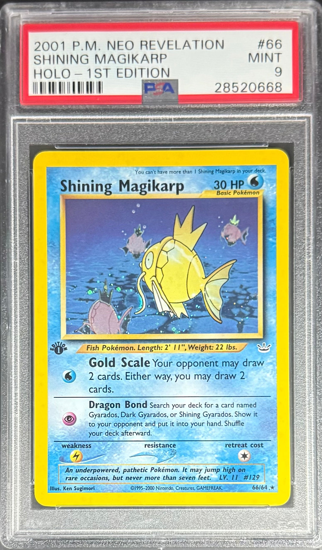 Pokemon Shining Magikarp 66/64 Holo Pokemon Neo Revelation 1ST Edition 2001 PSA9