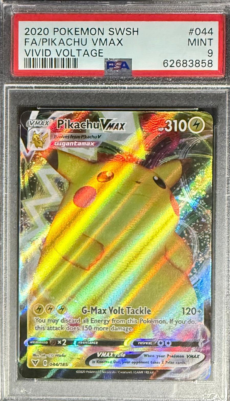 Pokemon FA/Pikachu VMAX 44/185 Pokemon SWSH Vivid Voltage 2020 PSA9