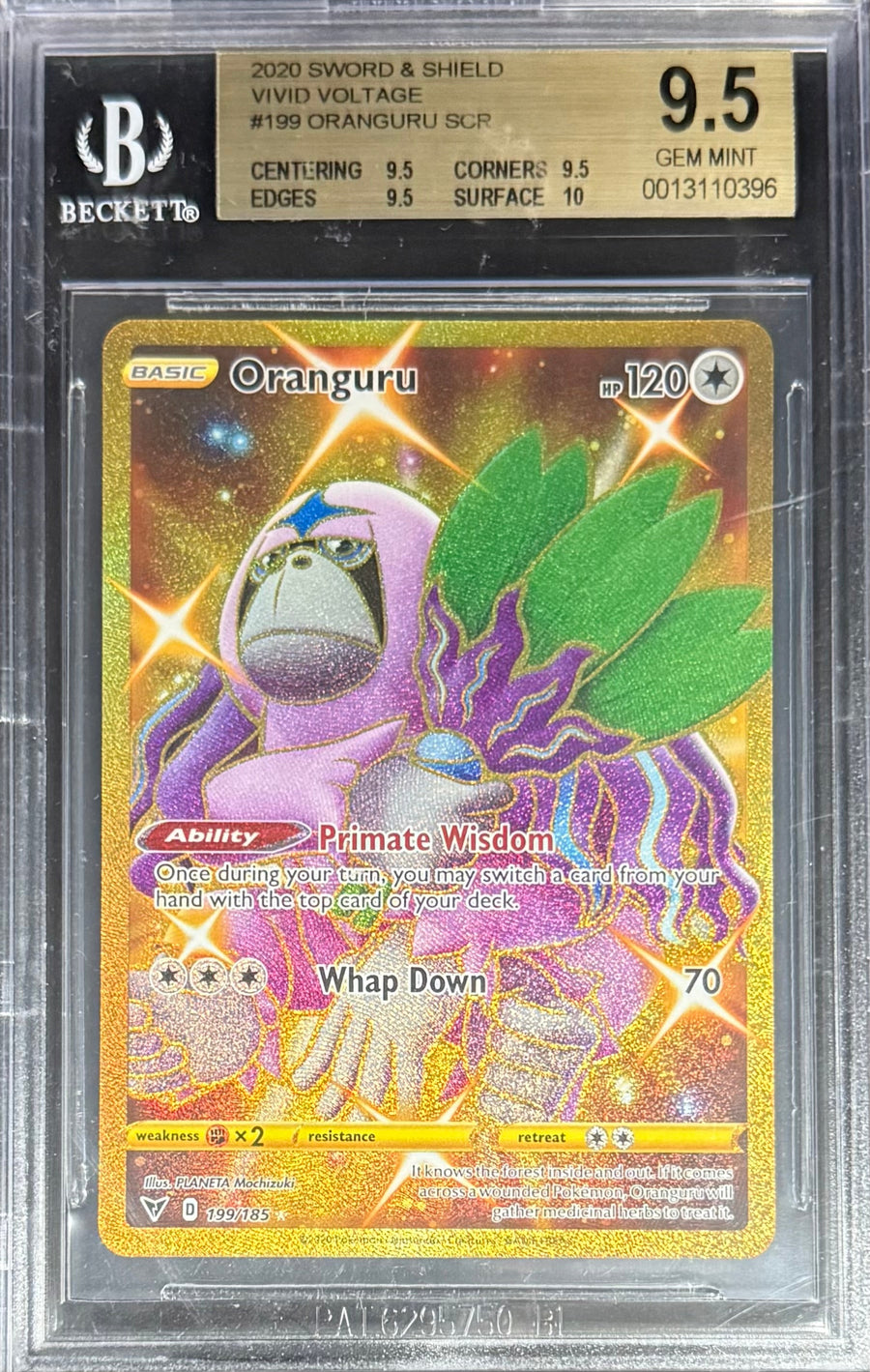 Pokemon Oranguru 199/185 Pokemon Sword & Shield Vivid Voltage 2020 Beckett BGS 9.5