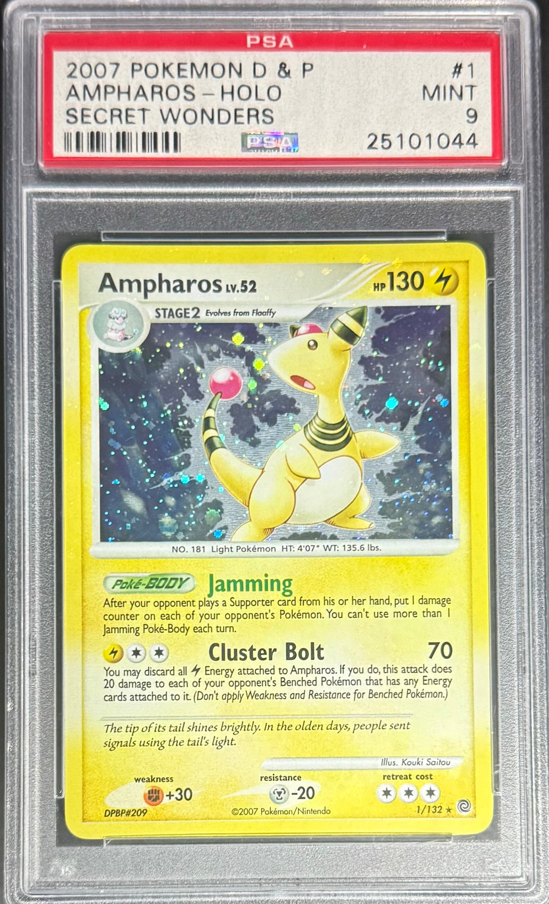 Pokemon Ampharos 1/132 Holo Pokemon D & P Secret Wonders 2007 PSA9