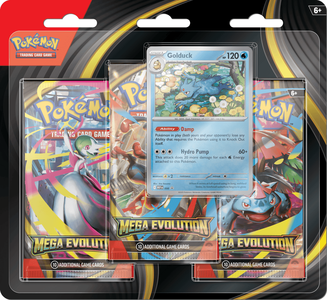 LinaLabo - Pokemon TCG: Mega Evolution Base Set 3-Pack Blister Pack - Golduck