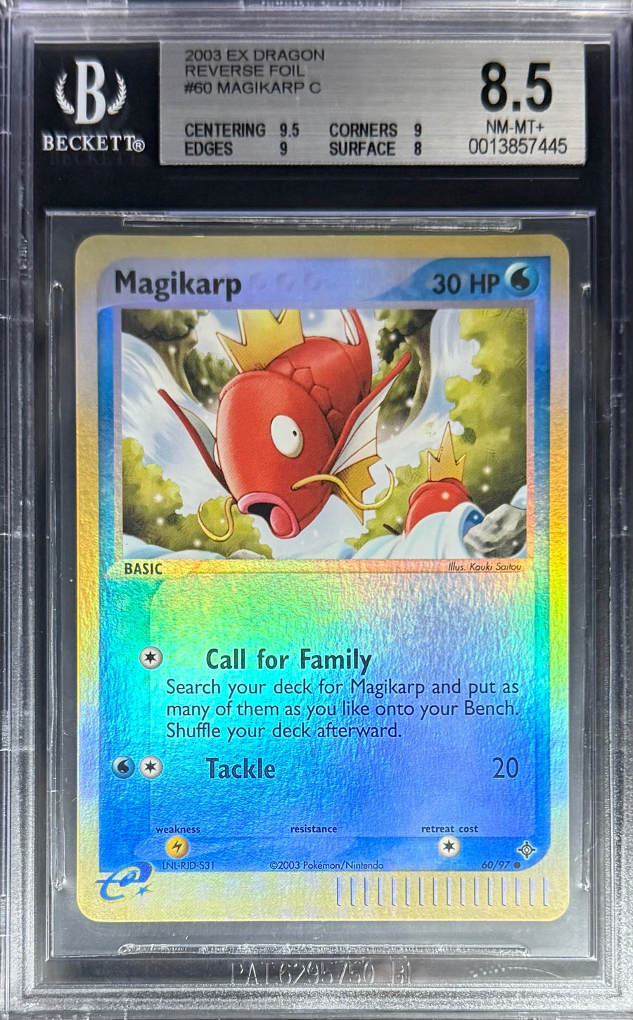 Pokemon Magikarp 60/97 Reverse Foil Pokemon EX Dragon 2003 Beckett BGS 8.5