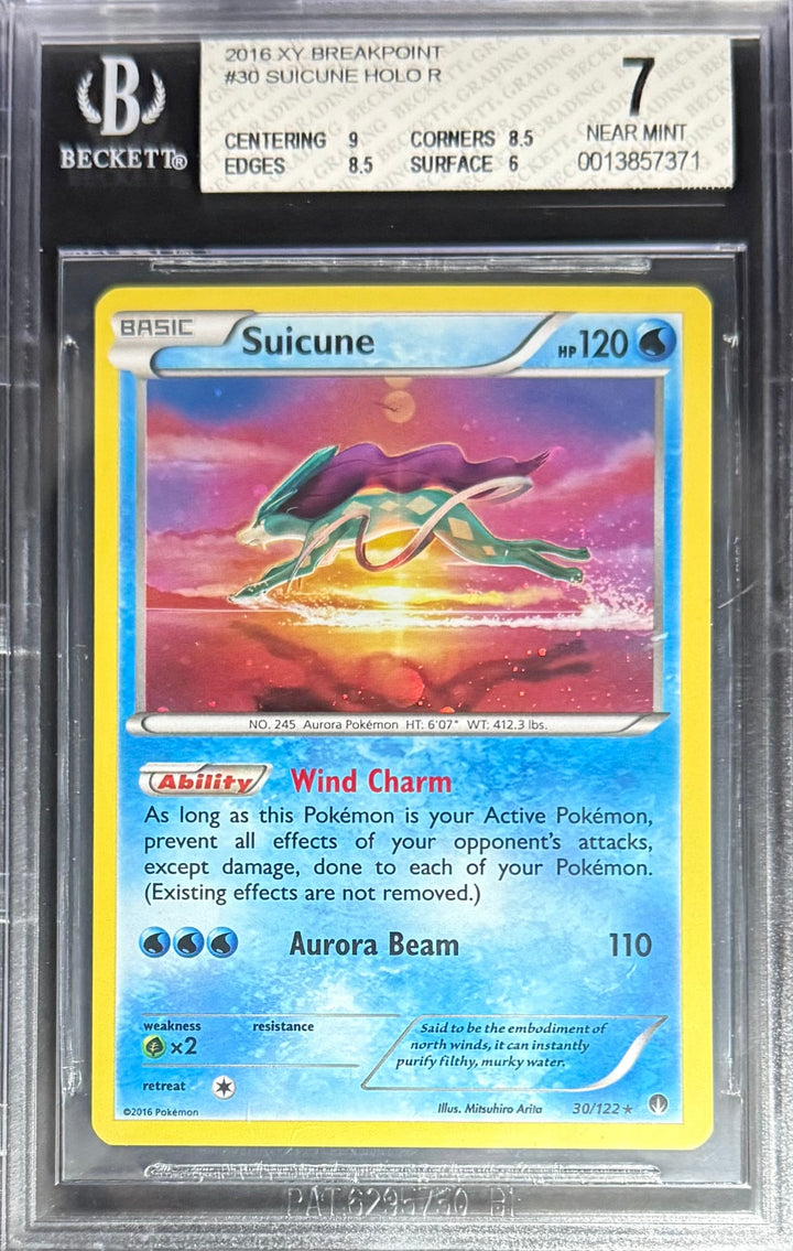 Pokemon Suicune 30/122 Holo Pokemon XY Breakpoint 2016 Beckett BGS 7