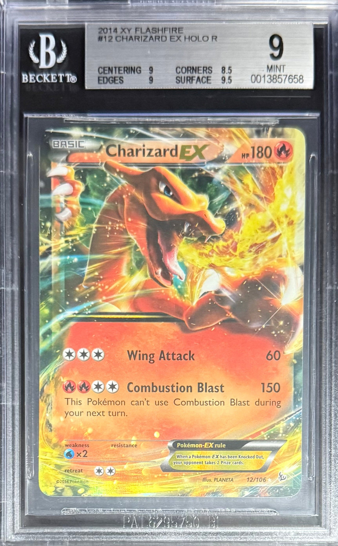 Pokemon Charizard EX 12/106 Holo Pokemon XY Flashfire 2014 Beckett BGS 9