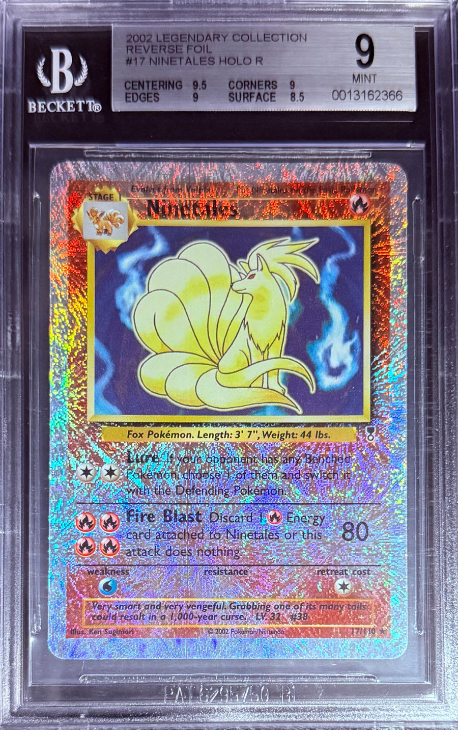 Pokemon Ninetales 17/110 Holo Reverse Foil Pokemon Lengendary Collection 2002 Beckett BGS 9