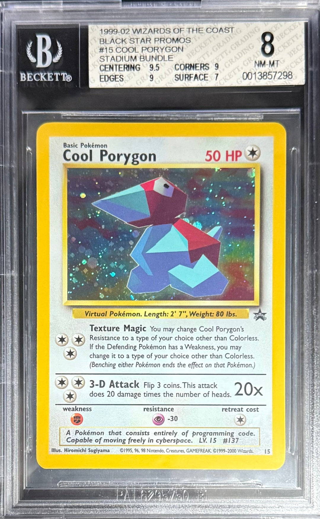 Pokemon Cool Porygon 15 Pokemon Wizards Of The Coast Black Star Promos Stadium Bundles 1999-02 Beckett BGS 8