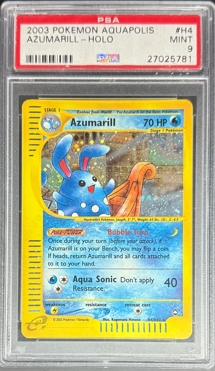 Pokemon Azumarill H4/H32 Holo Pokemon Aquapolis 2003 PSA9