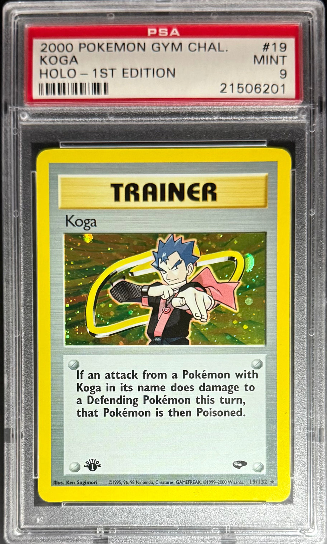 Pokemon Koga 19/132 Holo Pokemon 1ST Edition Gym Challenge 2000 PSA9