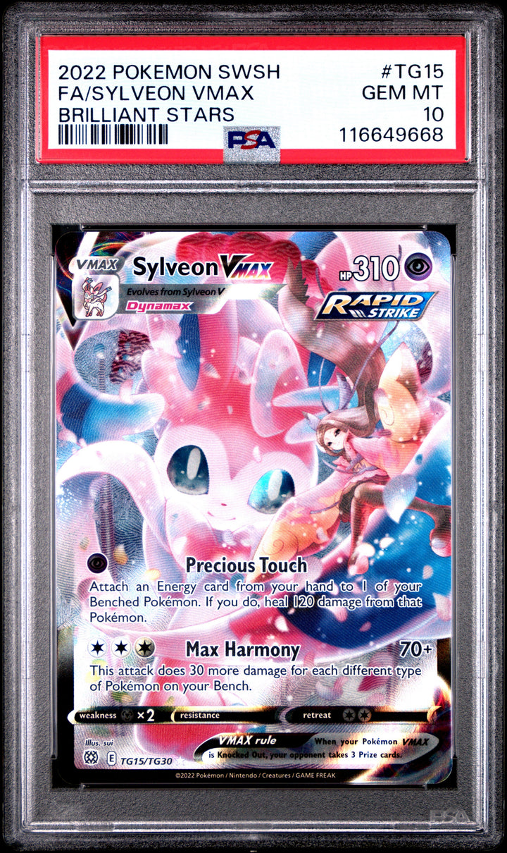 Pokemon FA/Sylveon VMAX TG15/TG30 Pokemon Sword & Shield Brilliant Stars 2022 PSA10