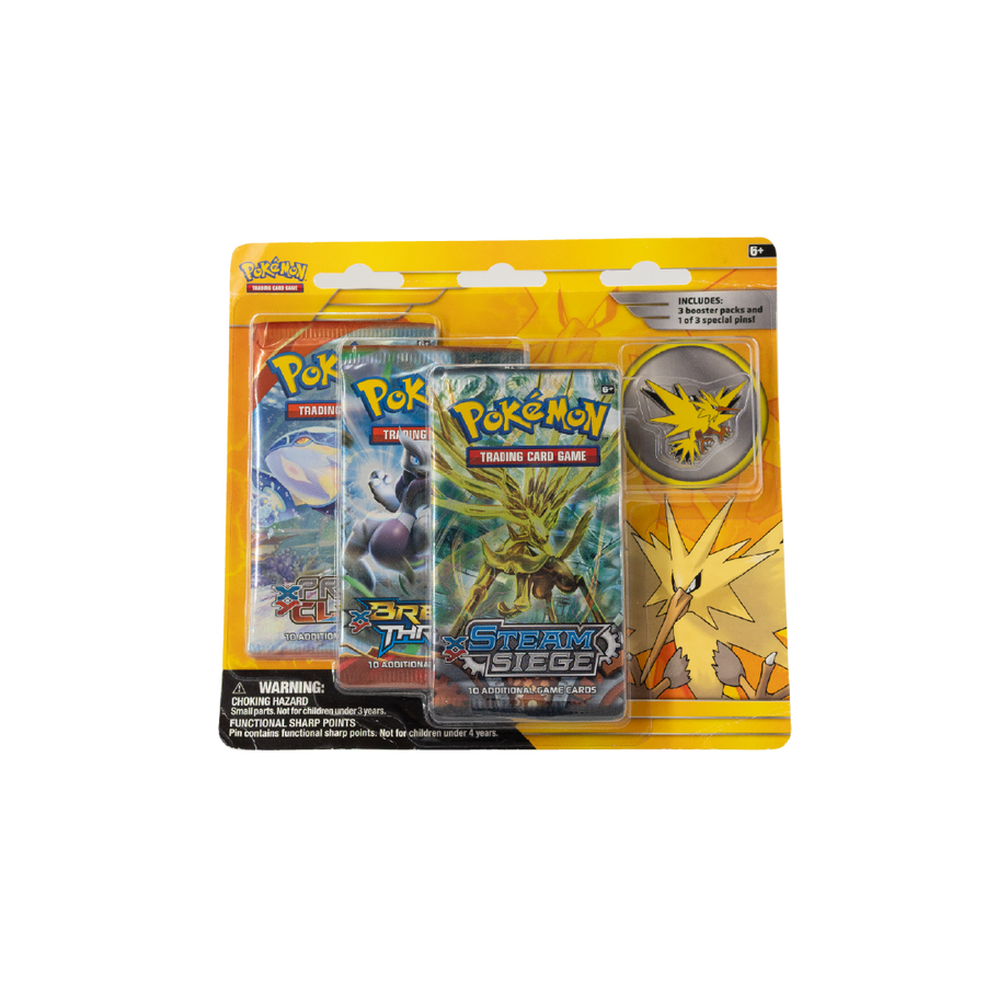 Pokémon XY 2016 Triple Blister Pack with Zapdos Pin