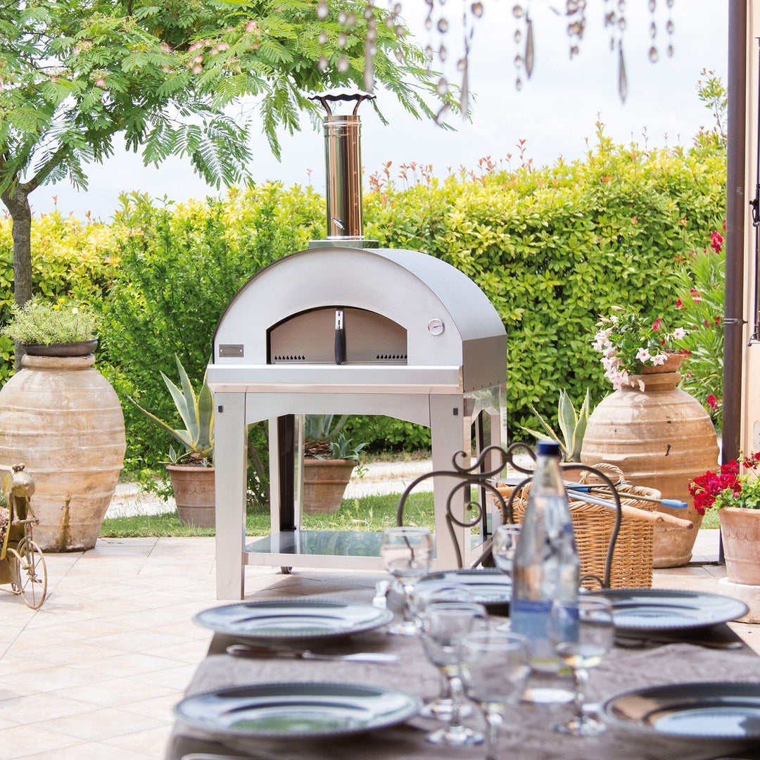 Fontana Mangiafuoco Stainless Wood Pizza Oven Including Trolley